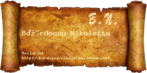 Bárdossy Nikoletta névjegykártya